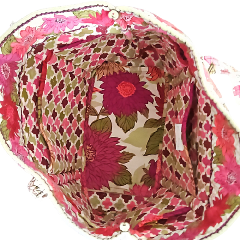 Vera Bradley Hello Dahlia Handbag Pink Flowers Quilted Shoulder Bag Tote Purse - Picture 6 of 7
